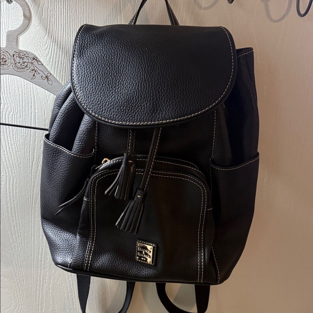 Dooney & Bourke Black Leather Bag with Tassels